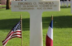 Thomas O. Nichols’ grave at Normandy American Cemetery, October 2017. Courtesy of American Battle Monuments Commission.