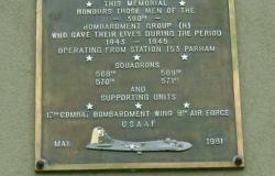 A memorial plaque to the 390<sup>th</sup>Bomber Group, Heavy, in England, 2015. Courtesy of Bob Edgarton.