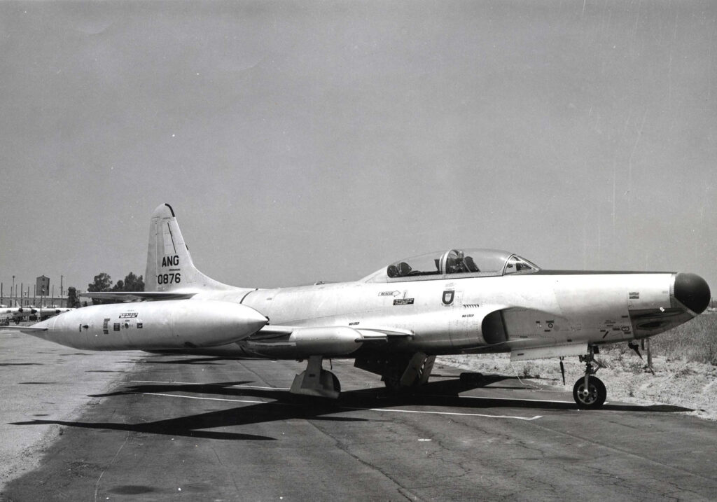 Side view of the F-94B Starfire airplane.