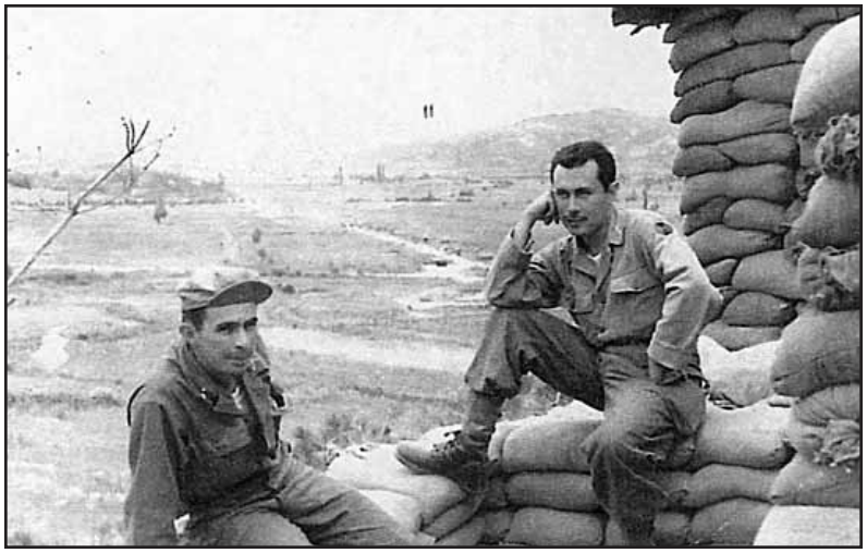 Lieutenant Flores and another soldier in uniform, Korea, 1952.