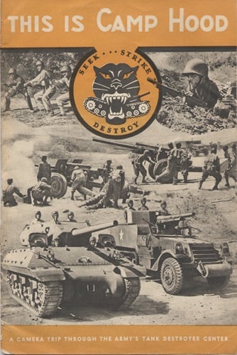 Cover of Camp Hood guidebook showing tanks.