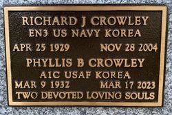 Grave plaque with the names Richard J. Crowley and Phyllis B. Crowley.