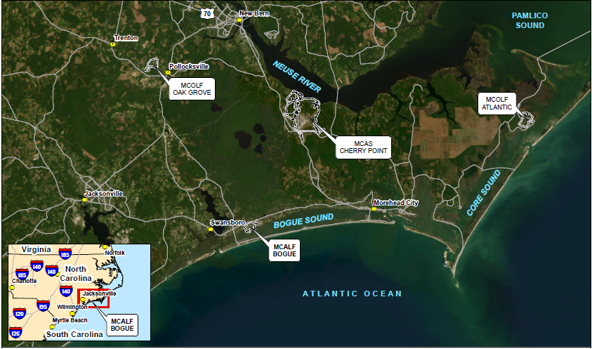 A satellite map view of the location of the air station.