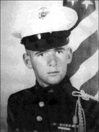 A young White man wearing a Marine Corps dress uniform.