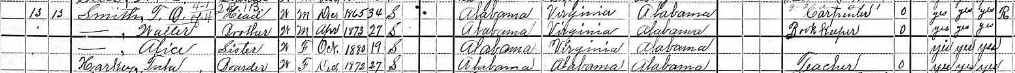 A snippet of the 1900 Census.
