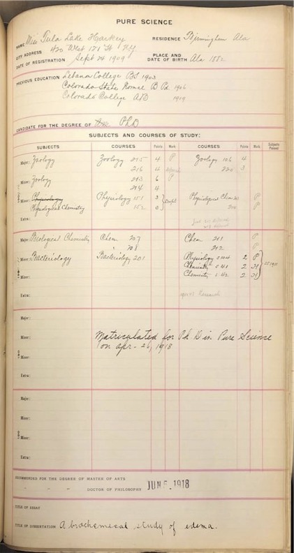 A page listing Harkey’s information, including previous degrees and current programming.