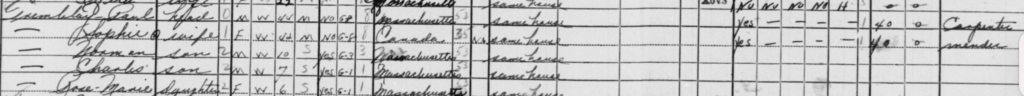 A portion of the handwritten census record, showing Paul, his siblings, and his parents.