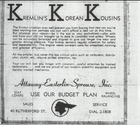 A newspaper advertisement for Attaway-Easterlin-Sprouse, Inc. budget plan.