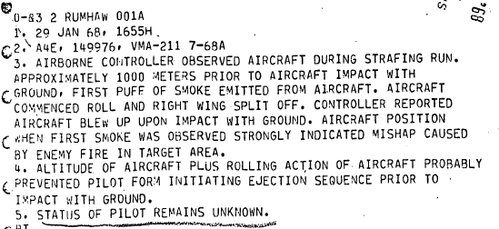 A typed report of the crash of Mills's plane from an observer.