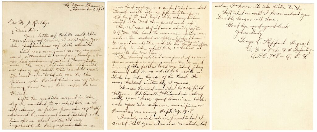 A three-page handwritten letter in cursive. 