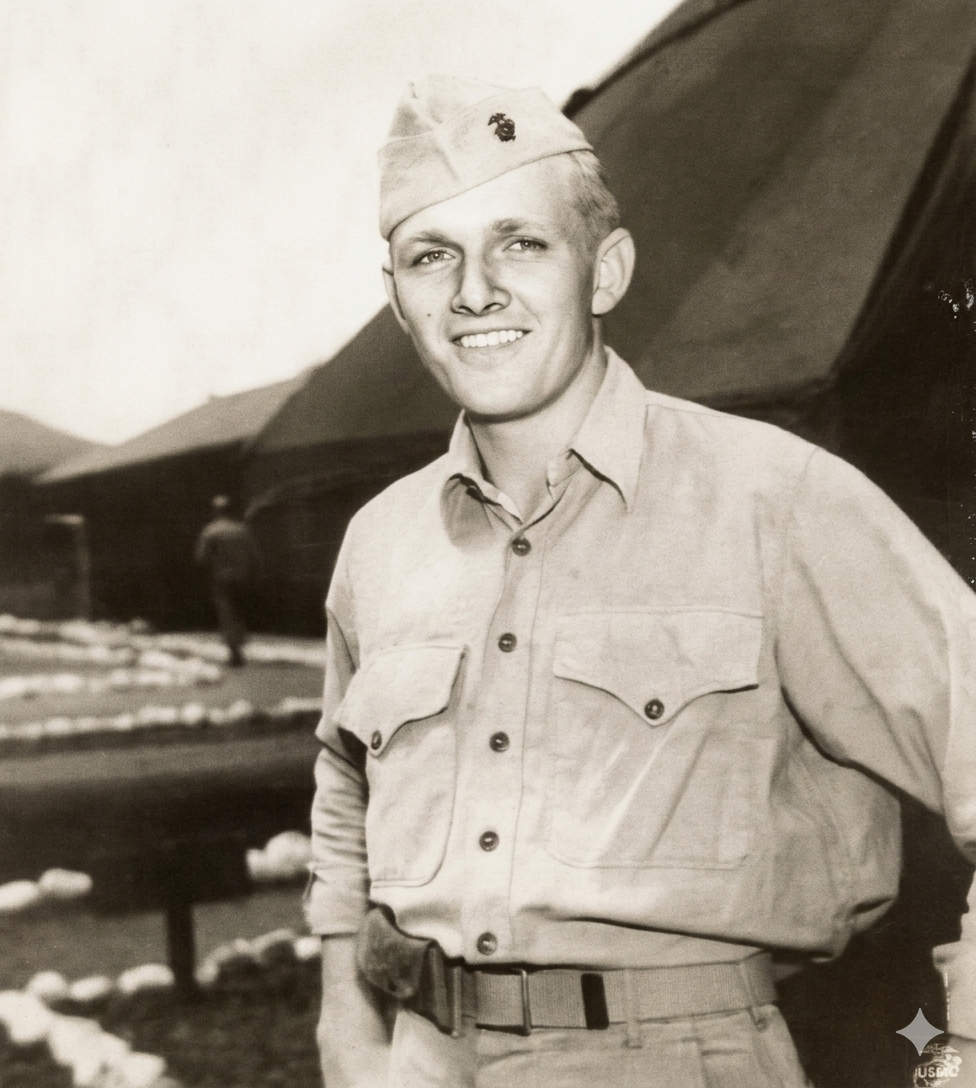 A young man in a Marine Corps uniform.