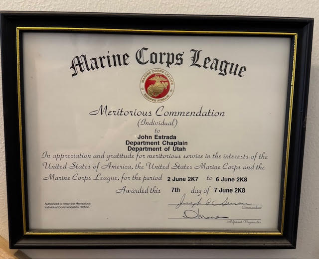 A framed certificate.