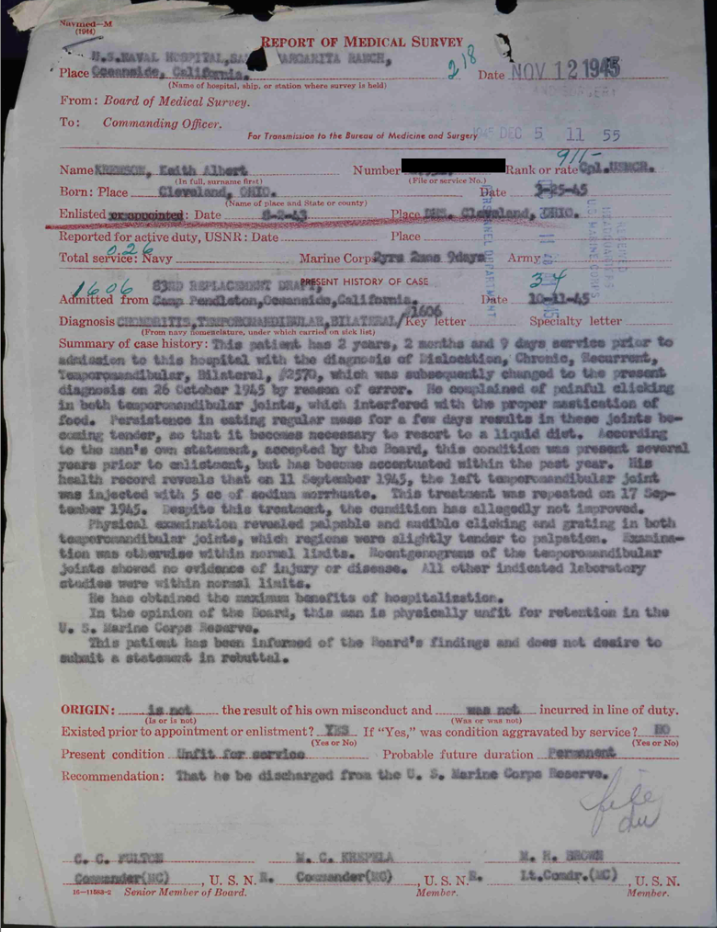A typewritten medical report