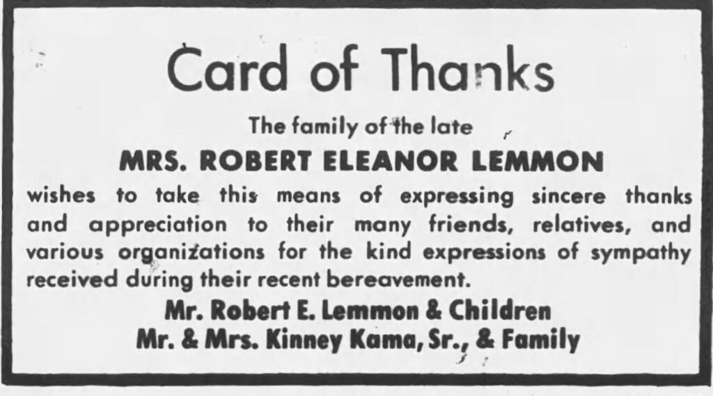 A newspaper clipping expressing gratitude for everyone’s condolences.