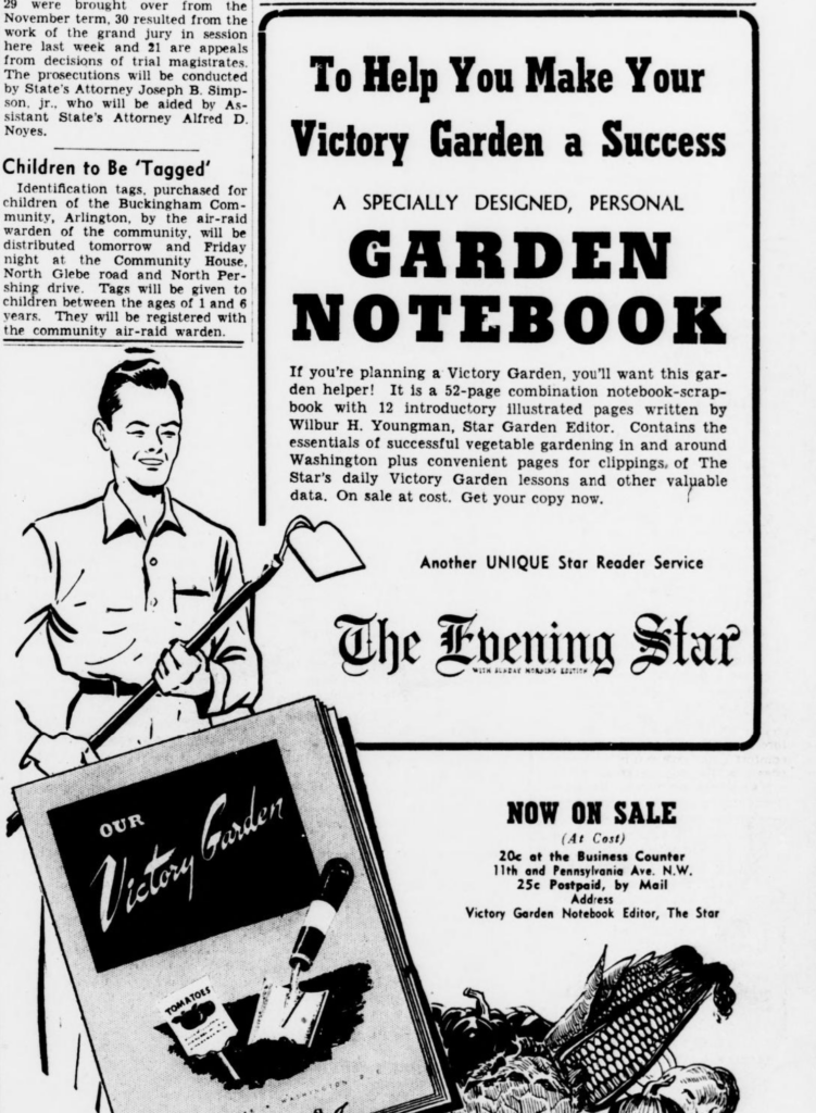 A newspaper ad promoting keeping a garden notebook.