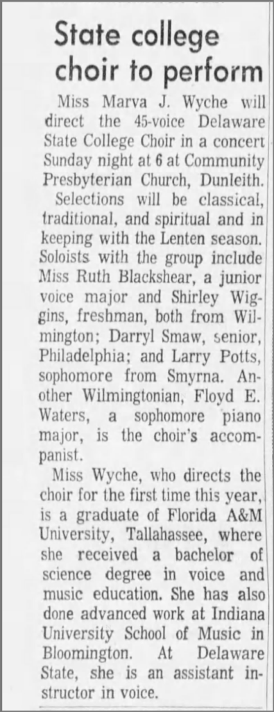 A newspaper article titled, "State College Choir to Perform."