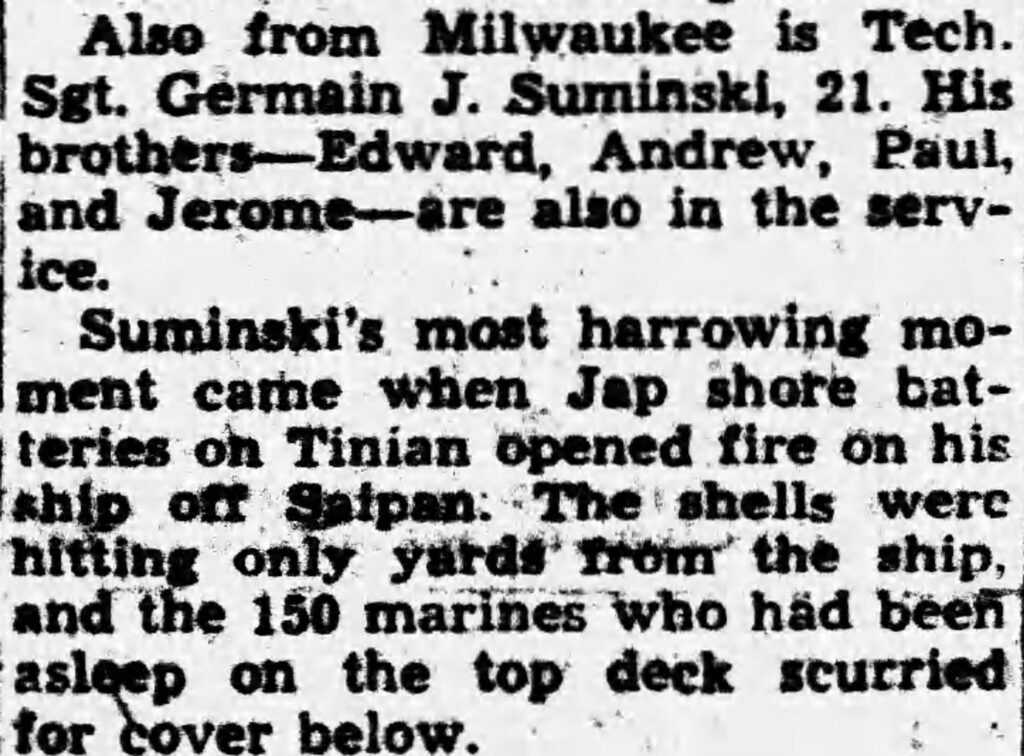 A newspaper clipping about Suminski.