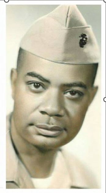 An African American Marine in uniform.