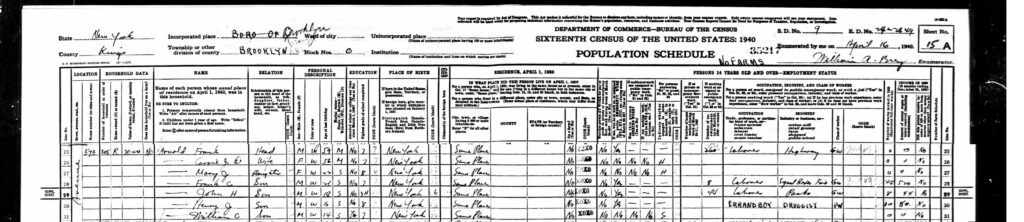 A snippet of the 1940 Census.