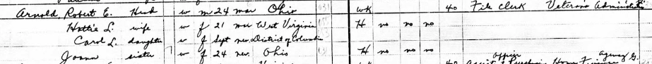 A snippet of the 1950 Census.