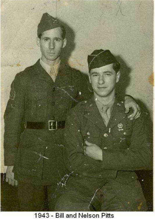 A black and white photo of two young White men in uniform.