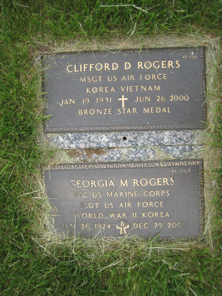 A color image of two gravestones. One for Georgia and one for Clifford.