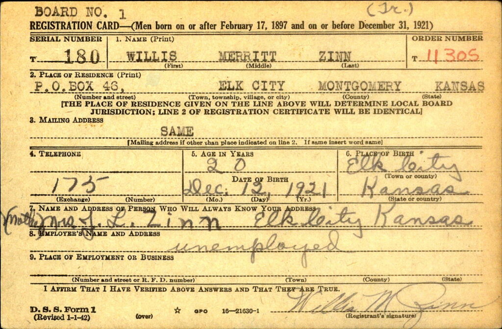 A handwritten card with information about Zinn.