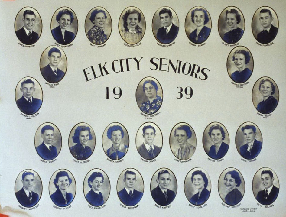 A black and white class picture made up of several headshots of students/