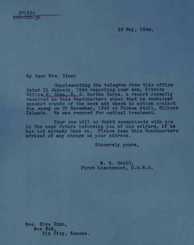 A typed letter
