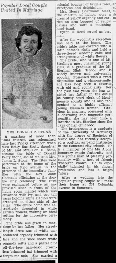 A wedding announcement in the newspaper.