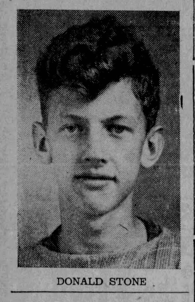 A black and white headshot of a young White boy. 